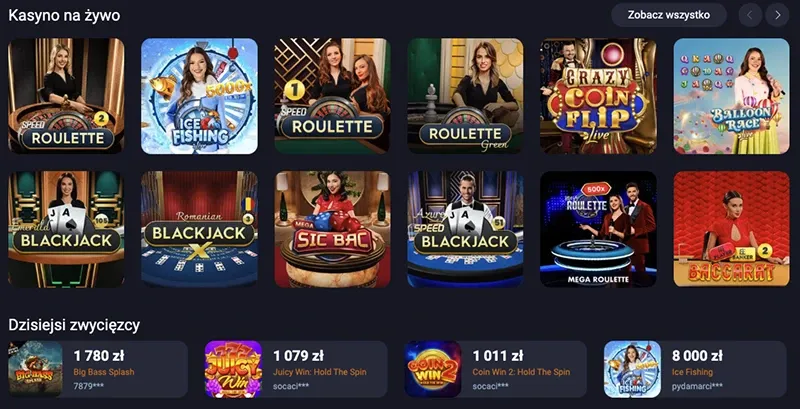 zrzut ekranu strony głównej vox casino - sloty